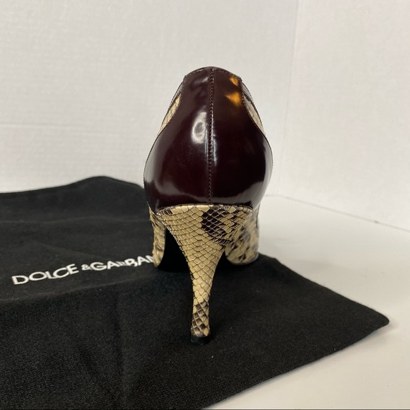 Dolce & Gabbana Beige & Brown Snakeskin Heels 6.5 - Picture 8 of 12